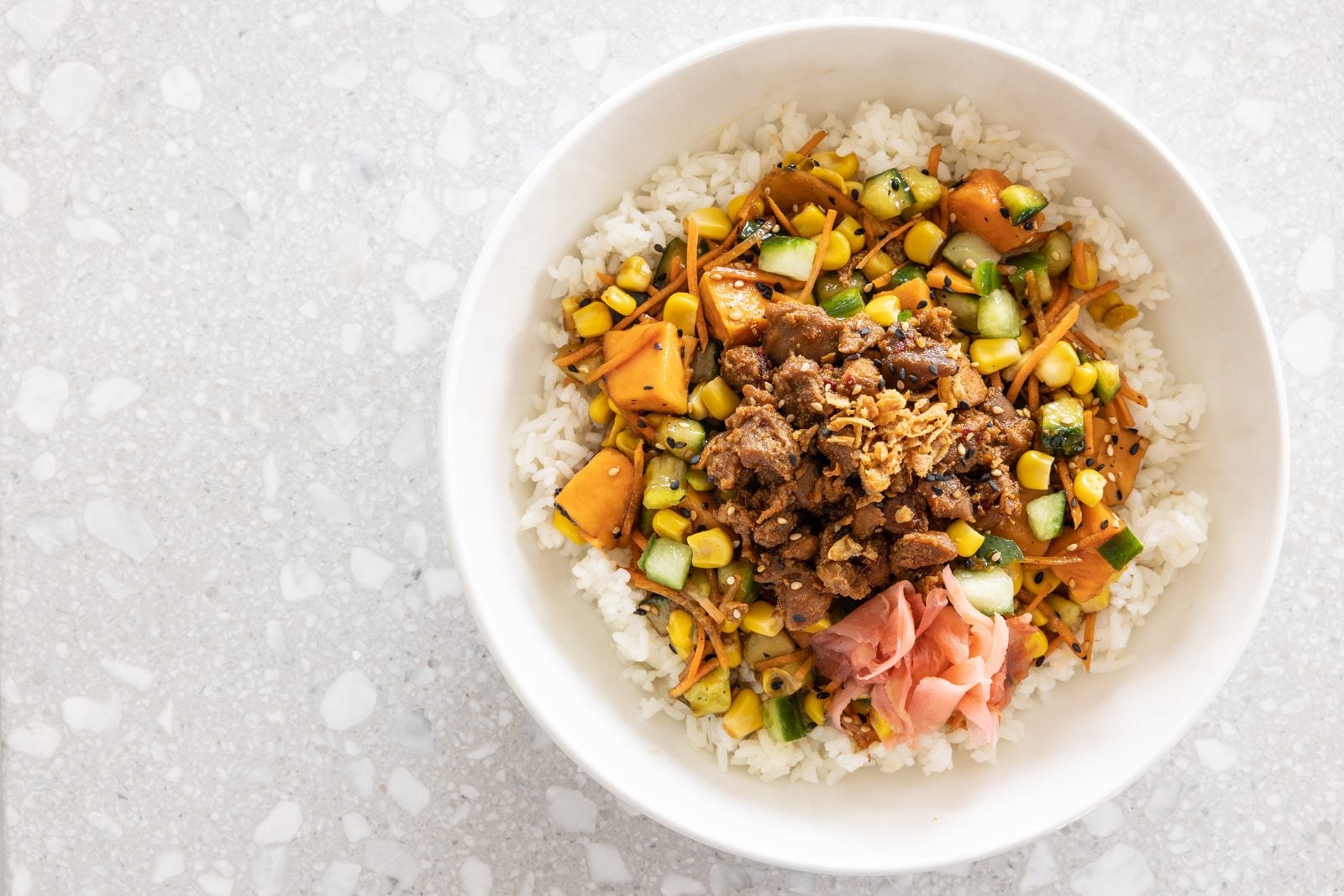 Teriyaki Ginger Chicken poke bowl
