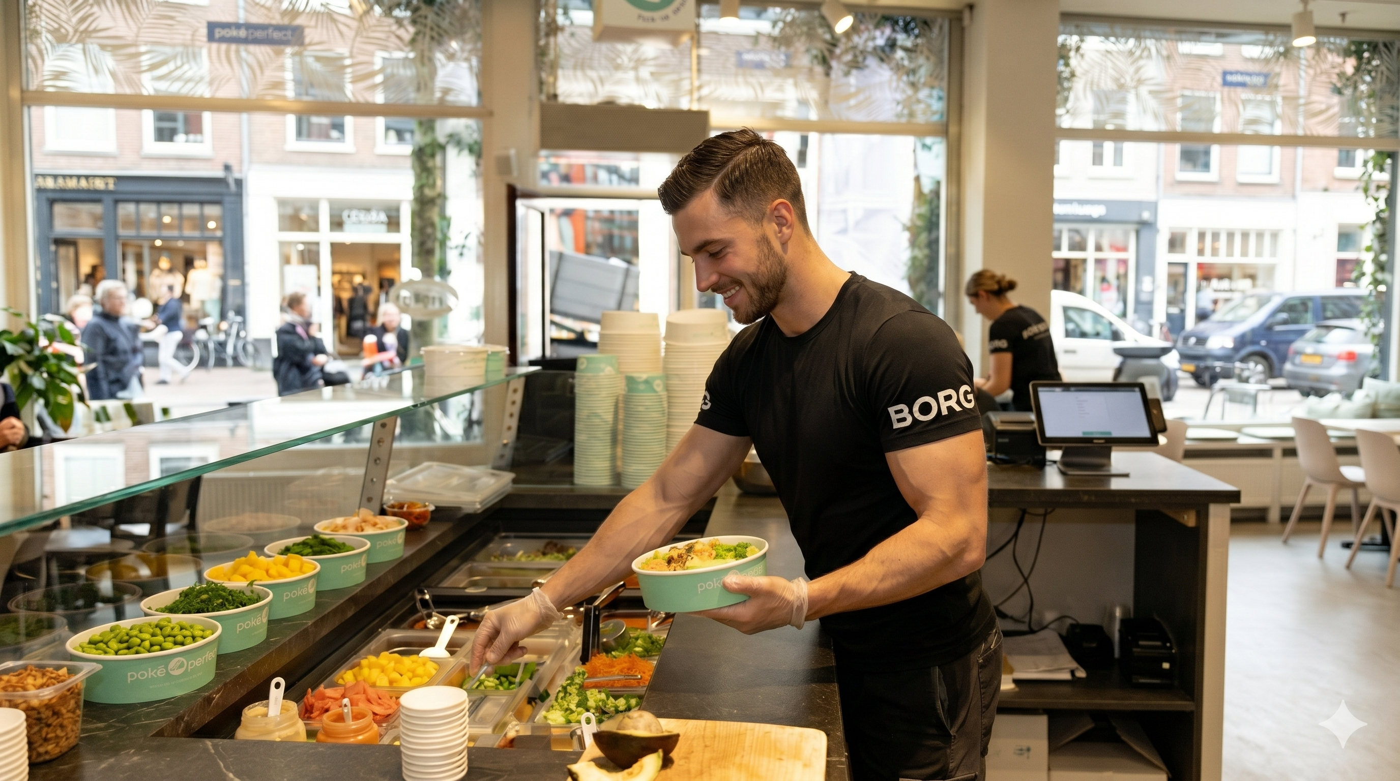 Poké Perfect Poké Pro - bowl builder at the counter