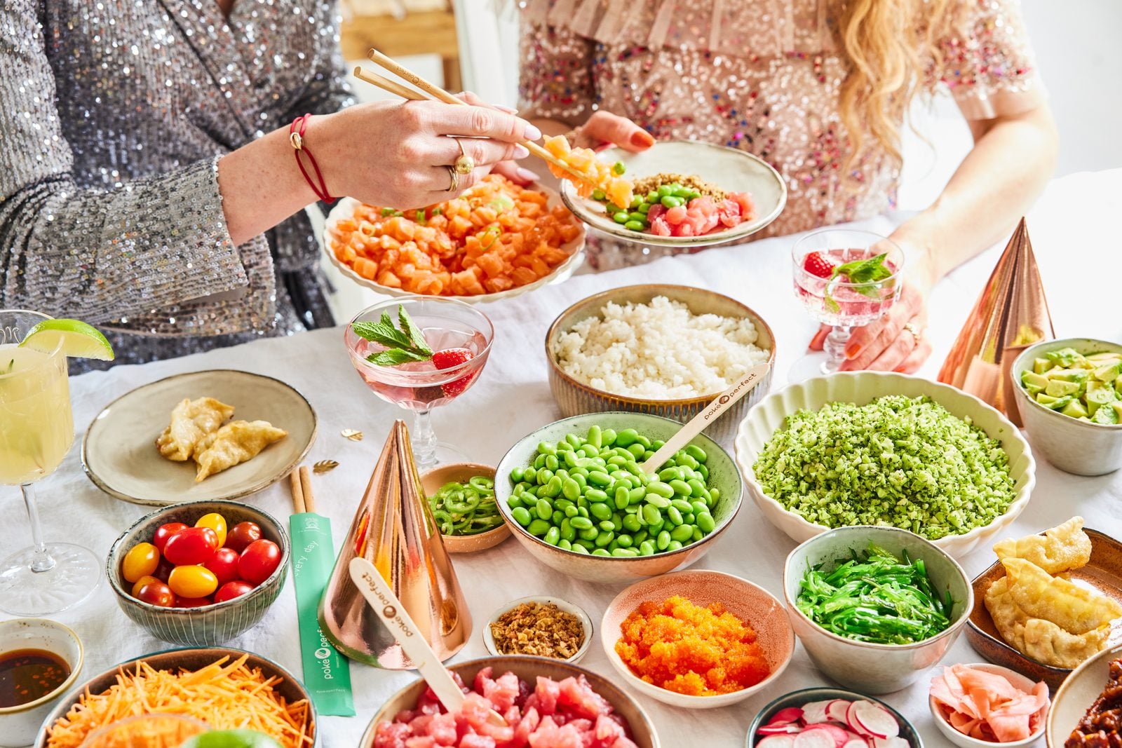 Poké Perfect catering - sharing bowls at a celebration