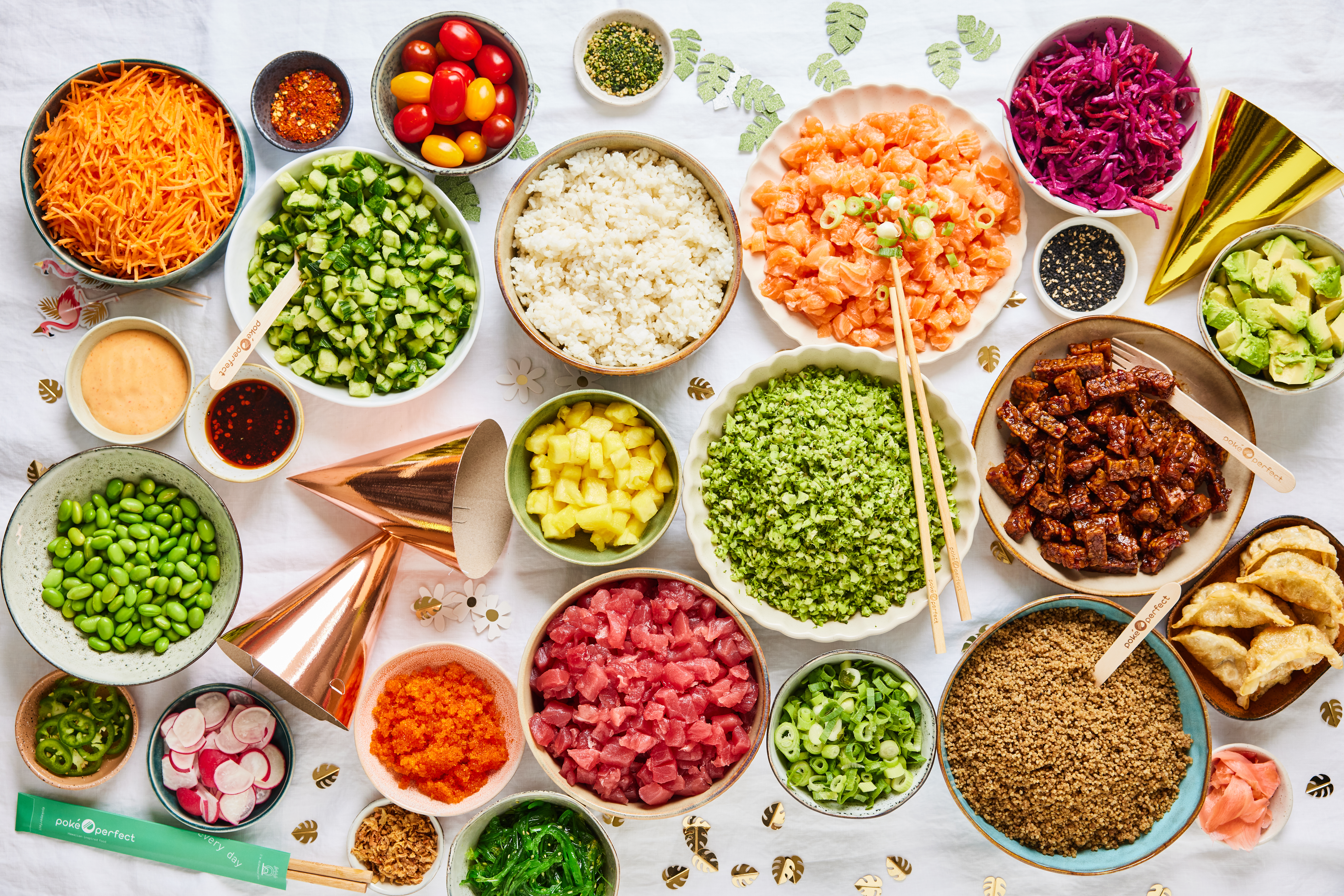 Poké Perfect catering - party setup